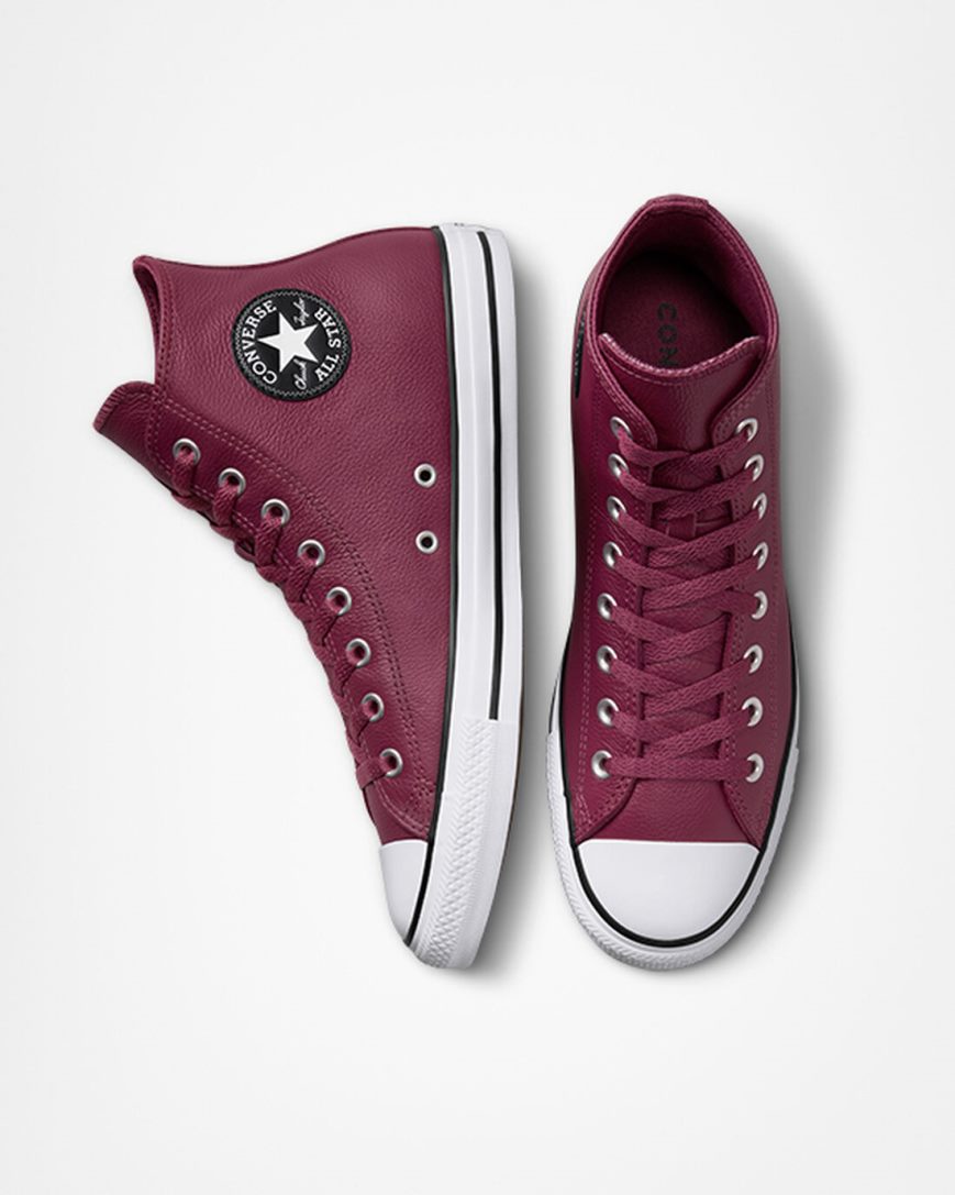 Pánské Boty Vysoké Converse Chuck Taylor All Star Læder Růžové | CZ OMRU59